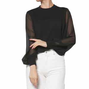 HYKE＜ハイク＞ シアースリーブ クロップドニットプルオーバー