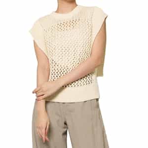 HYKE ＜ハイク＞ ノースリーブ クロシェニットプルオーバー