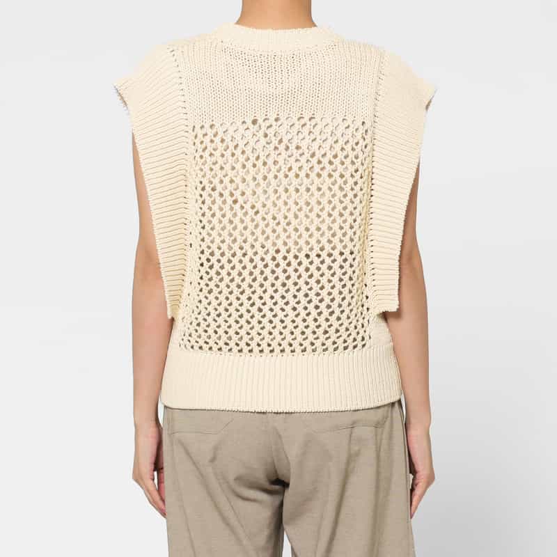 HYKE HYKE ＜ハイク＞ ノースリーブ クロシェニットプルオーバー IVORY