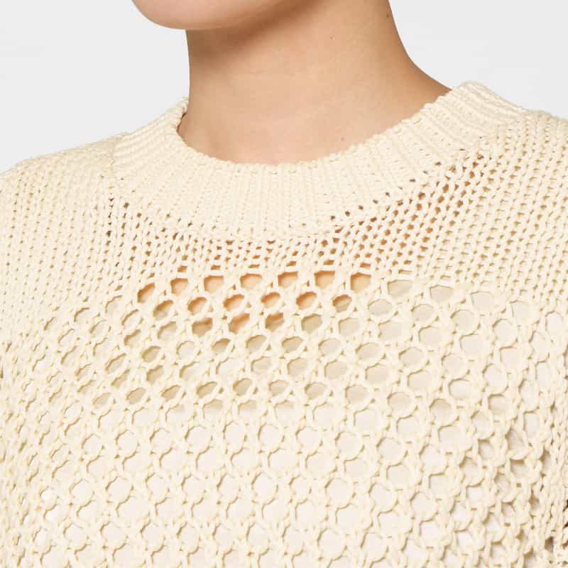 HYKE HYKE ＜ハイク＞ ノースリーブ クロシェニットプルオーバー IVORY