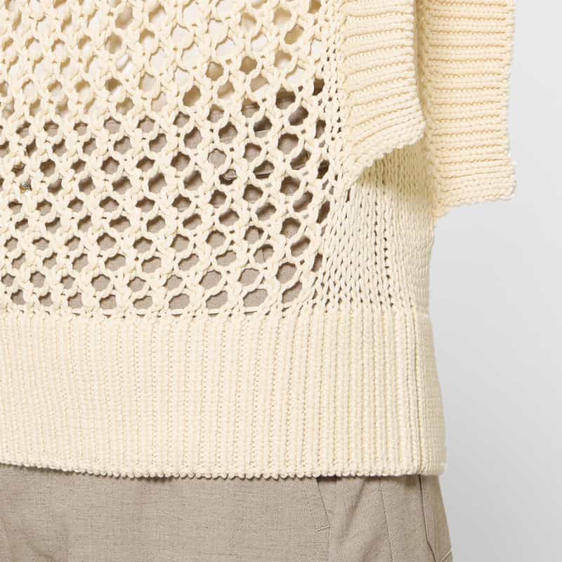 HYKE HYKE ＜ハイク＞ ノースリーブ クロシェニットプルオーバー IVORY