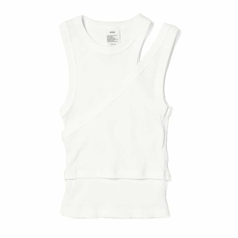 HYKE HYKE＜ハイク＞ コットン レイヤード リブタンクトップ WHITE