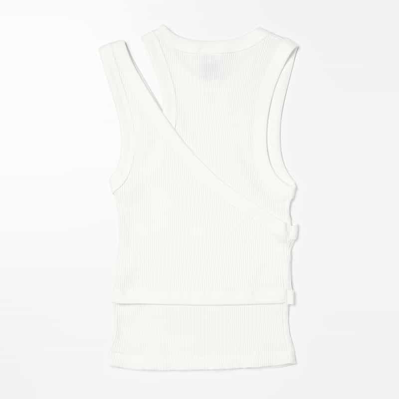 HYKE HYKE＜ハイク＞ コットン レイヤード リブタンクトップ WHITE