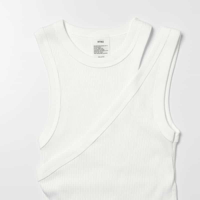 HYKE HYKE＜ハイク＞ コットン レイヤード リブタンクトップ WHITE