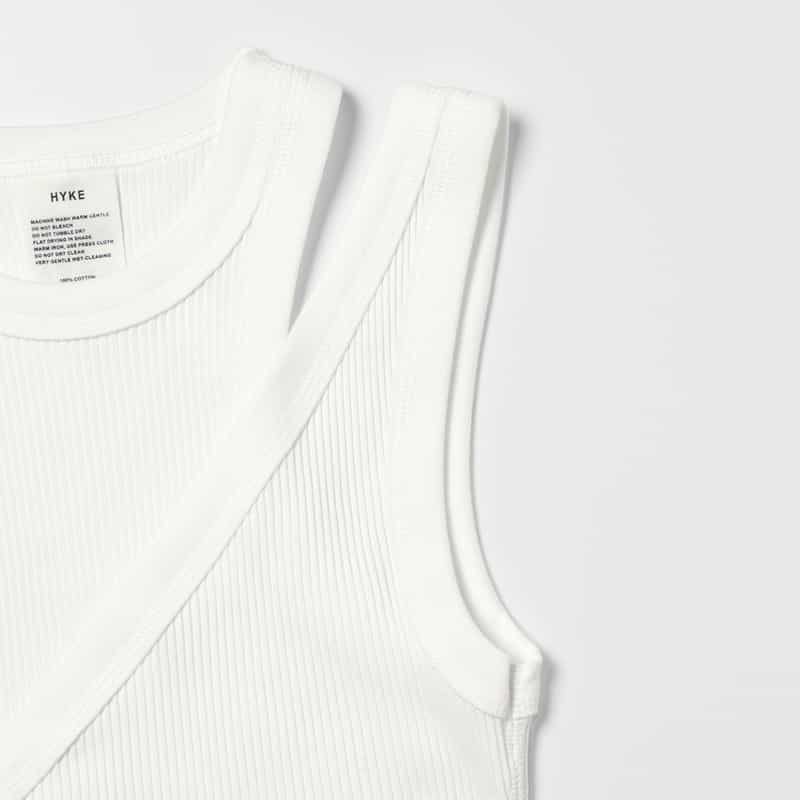 HYKE HYKE＜ハイク＞ コットン レイヤード リブタンクトップ WHITE