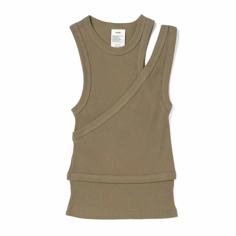 HYKE HYKE＜ハイク＞ コットン レイヤード リブタンクトップ BEIGE
