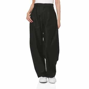 バックサテン バレルレッグパンツ