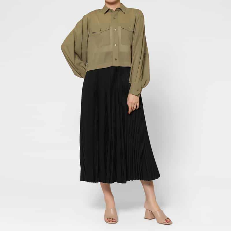 HYKE HYKE ＜ハイク＞ シアー素材 バルーンスリーブ クロップドシャツ BEIGE