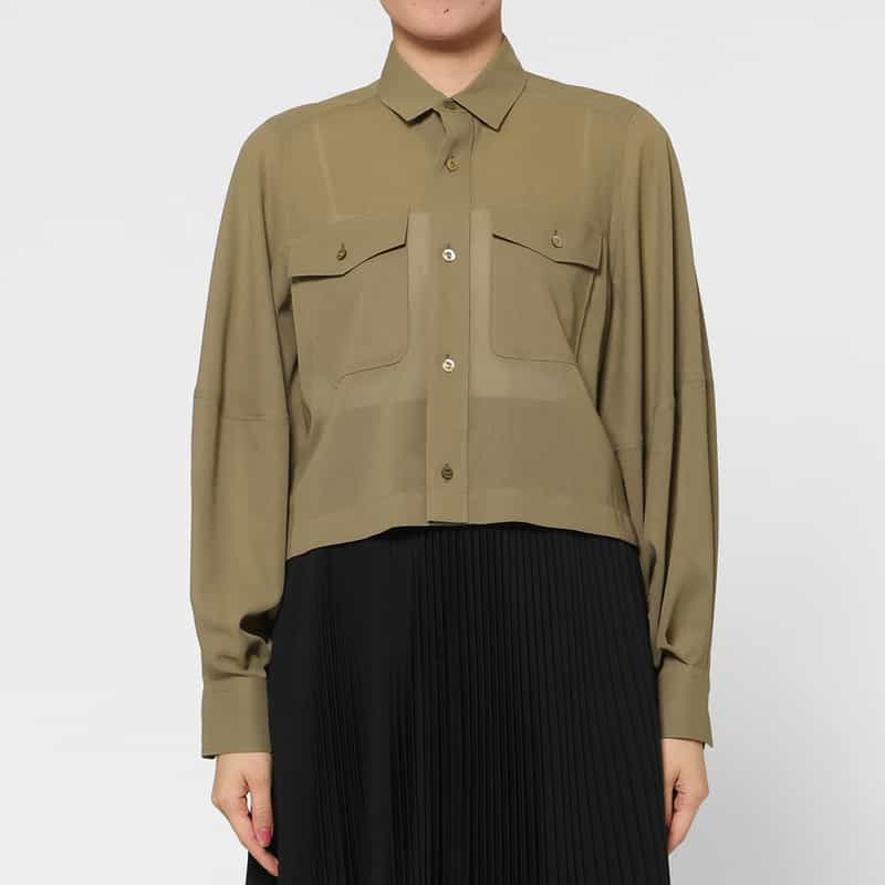 HYKE HYKE ＜ハイク＞ シアー素材 バルーンスリーブ クロップドシャツ BEIGE