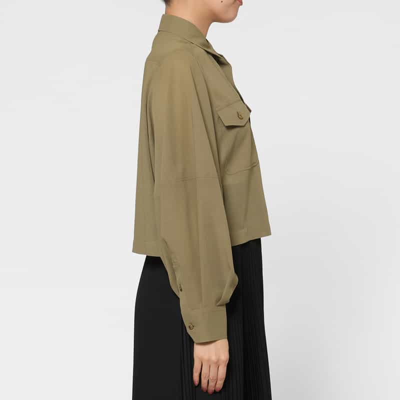 HYKE HYKE ＜ハイク＞ シアー素材 バルーンスリーブ クロップドシャツ BEIGE