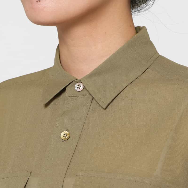 HYKE HYKE ＜ハイク＞ シアー素材 バルーンスリーブ クロップドシャツ BEIGE