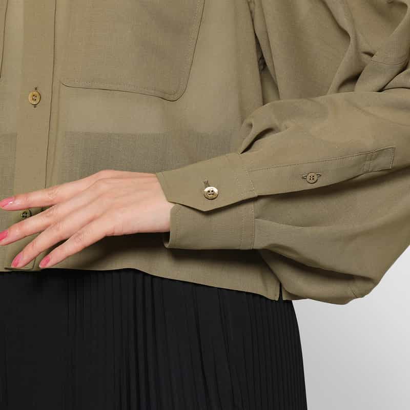 HYKE HYKE ＜ハイク＞ シアー素材 バルーンスリーブ クロップドシャツ BEIGE