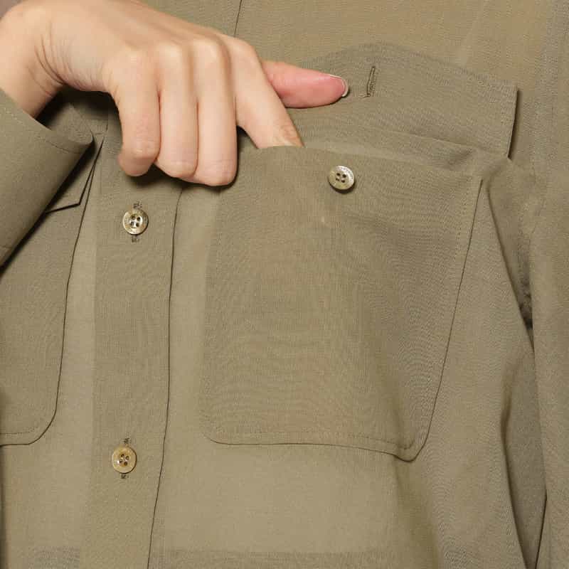 HYKE HYKE ＜ハイク＞ シアー素材 バルーンスリーブ クロップドシャツ BEIGE