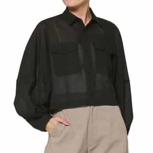 HYKE ＜ハイク＞ シアー素材 バルーンスリーブ クロップドシャツ