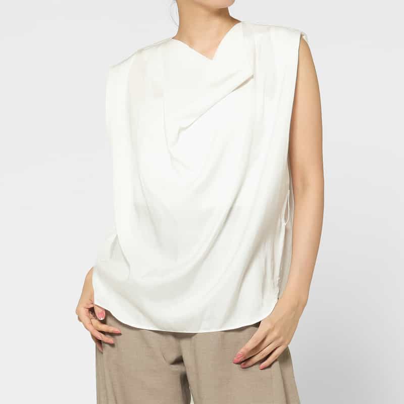 HYKE HYKE ＜ハイク＞ ツイル素材カウルネックブラウス WHITE