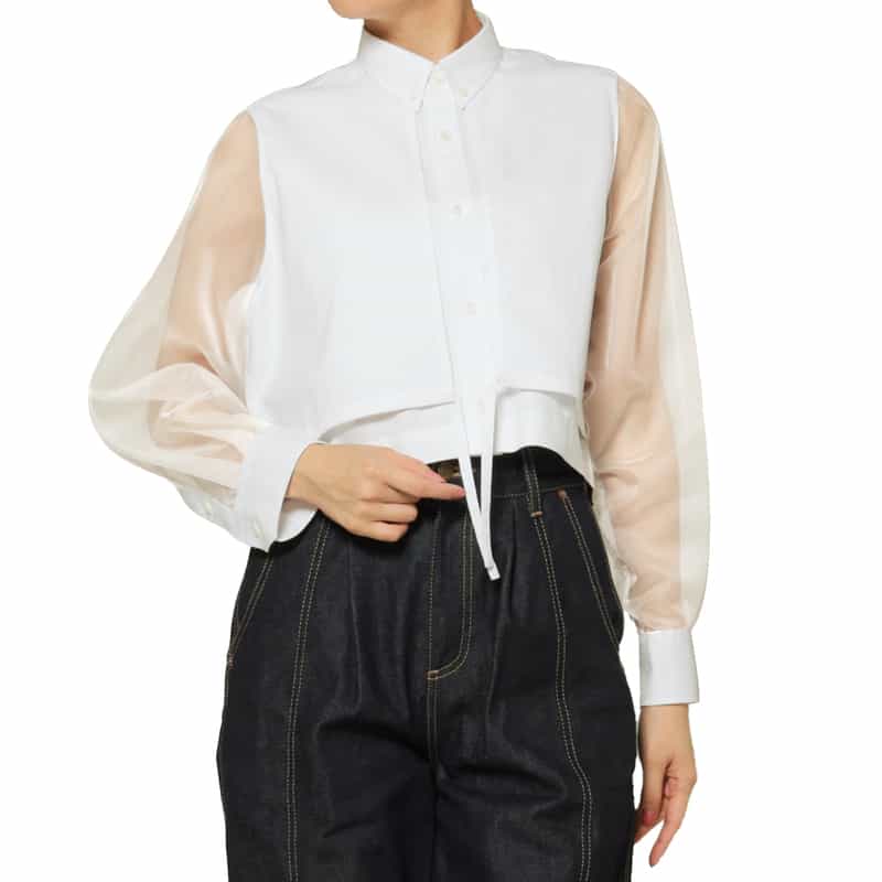 HYKE HYKE ＜ハイク＞ コンビネーション シアースリーブブラウス WHITE