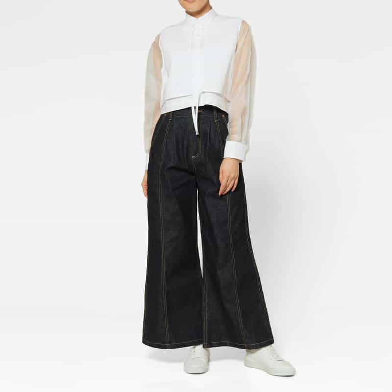 HYKE HYKE ＜ハイク＞ コンビネーション シアースリーブブラウス WHITE