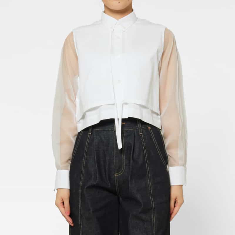 HYKE HYKE ＜ハイク＞ コンビネーション シアースリーブブラウス WHITE