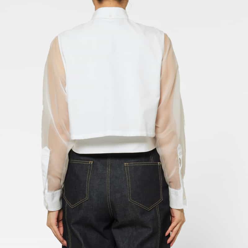 HYKE HYKE ＜ハイク＞ コンビネーション シアースリーブブラウス WHITE