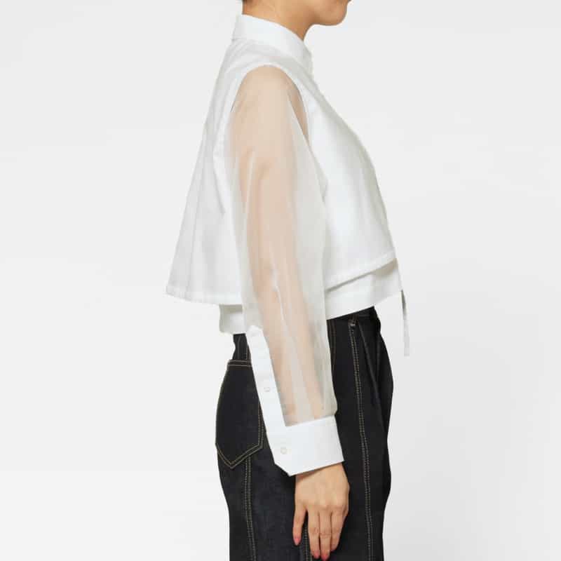 HYKE HYKE ＜ハイク＞ コンビネーション シアースリーブブラウス WHITE