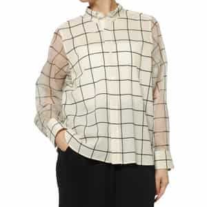 HYKE ＜ハイク＞ シアー素材ウインドウペーン柄ブラウス