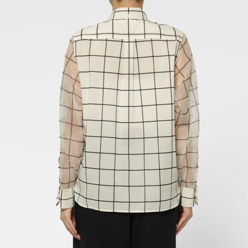 HYKE HYKE ＜ハイク＞ シアー素材ウインドウペーン柄ブラウス IVORY