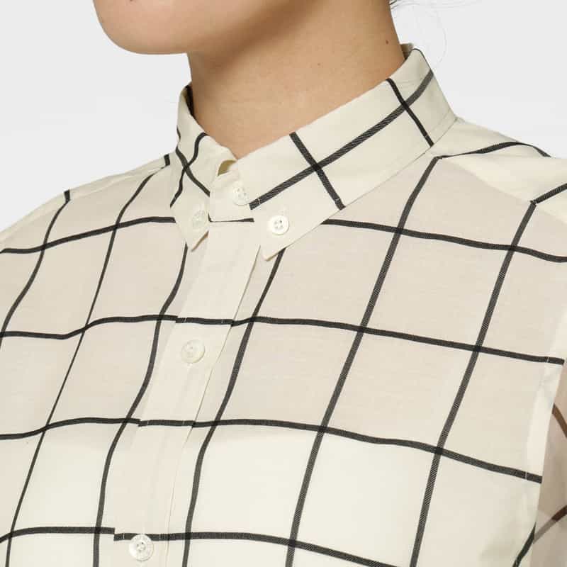 HYKE HYKE ＜ハイク＞ シアー素材ウインドウペーン柄ブラウス IVORY