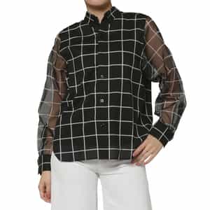 HYKE ＜ハイク＞ シアー素材ウインドウペーン柄ブラウス