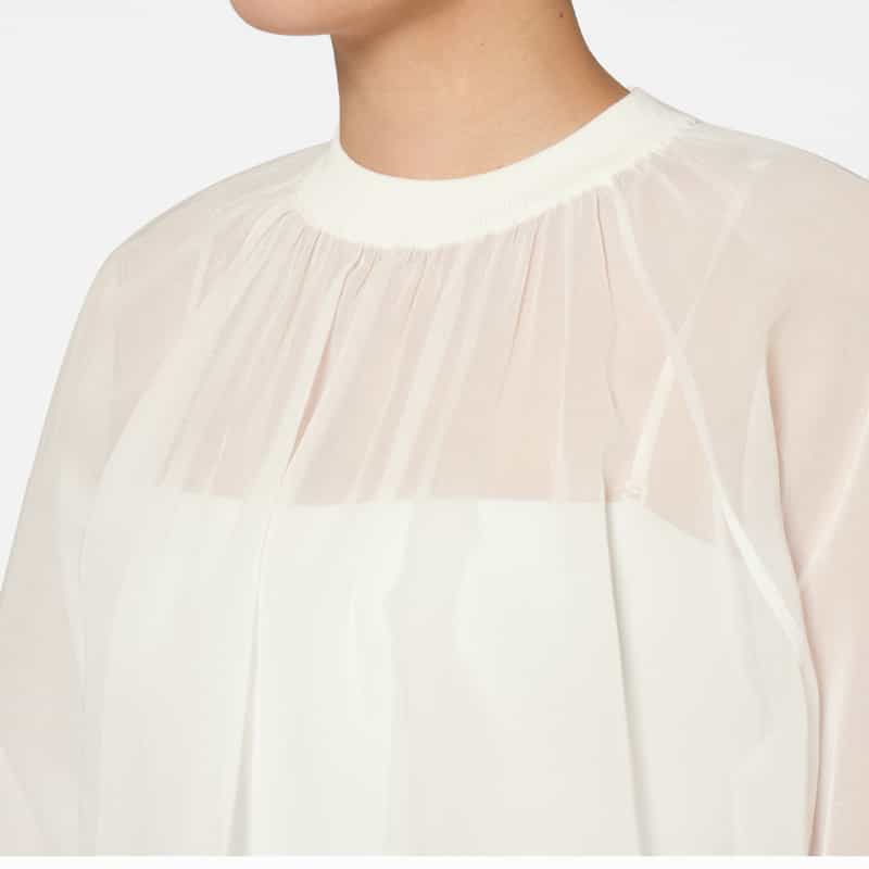 HYKE HYKE ＜ハイク＞ シアー素材ブラウス WHITE