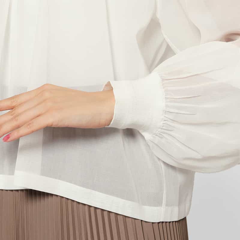 HYKE HYKE ＜ハイク＞ シアー素材ブラウス WHITE