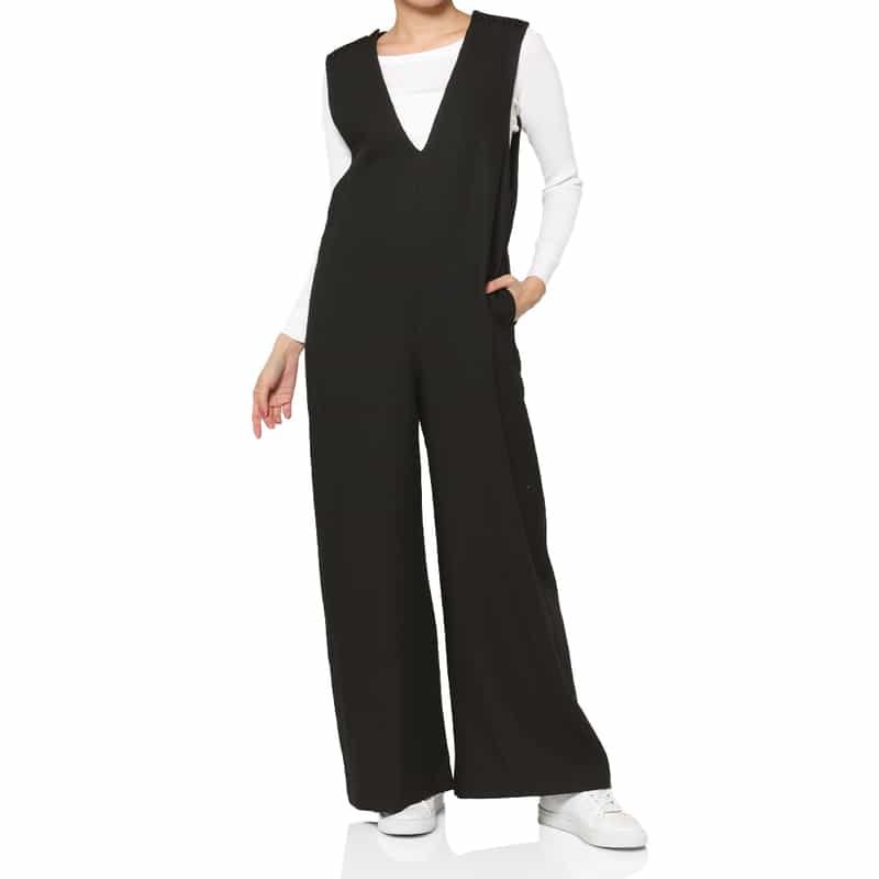 HYKE ＜ハイク＞ バックレースアップデザイン Vネックジャンプスーツ