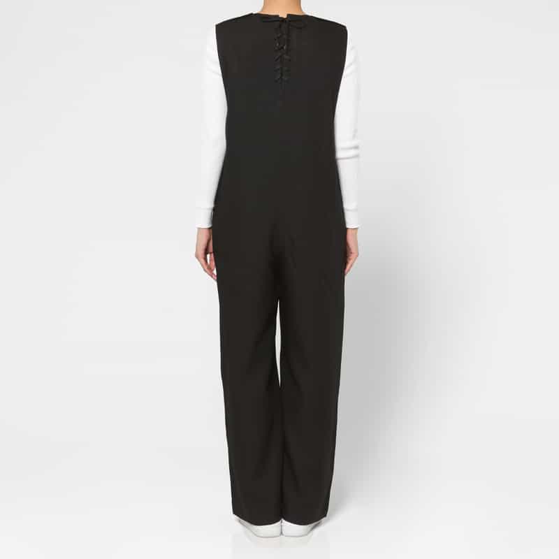 HYKE HYKE ＜ハイク＞ バックレースアップデザイン Vネックジャンプスーツ BLACK