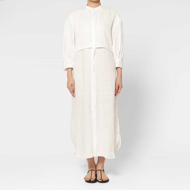 HYKE HYKE ＜ハイク＞ バルーンスリーブ シャツドレス WHITE