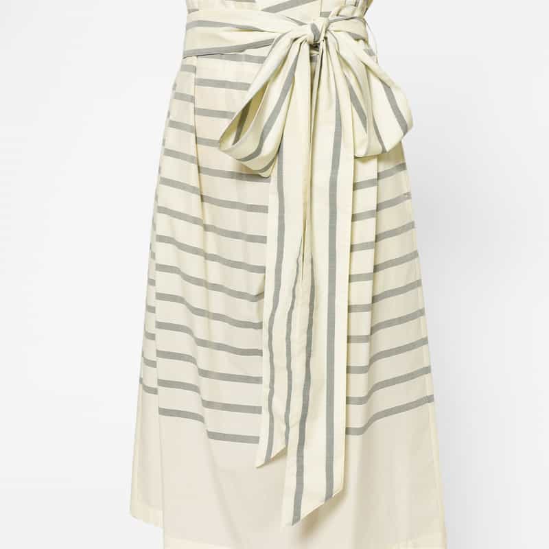 HYKE HYKE ＜ハイク＞ ツイル素材ストライプ柄カウルネックドレス IVORY