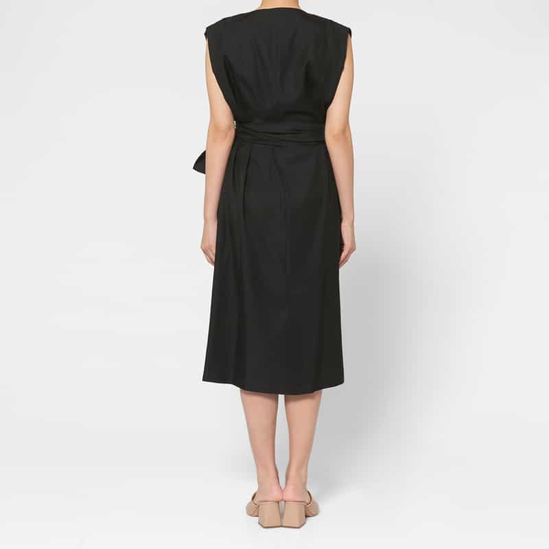 HYKE HYKE ＜ハイク＞ ツイル素材カウルネックドレス BLACK