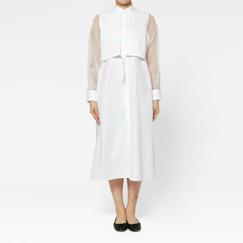 HYKE HYKE ＜ハイク＞ コンビネーション シアースリーブシャツドレス WHITE
