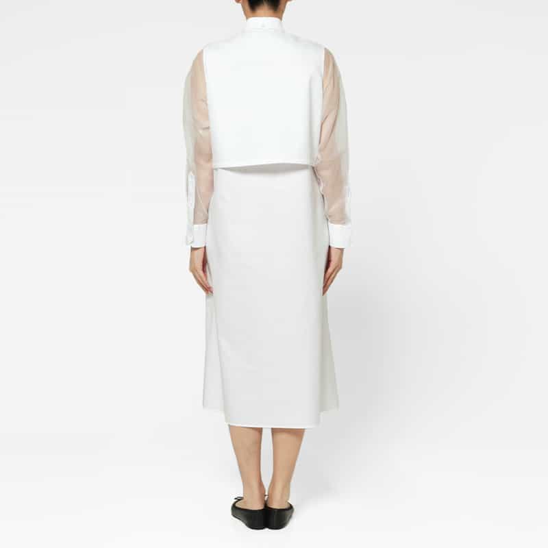 HYKE HYKE ＜ハイク＞ コンビネーション シアースリーブシャツドレス WHITE