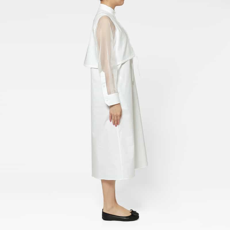 HYKE HYKE ＜ハイク＞ コンビネーション シアースリーブシャツドレス WHITE