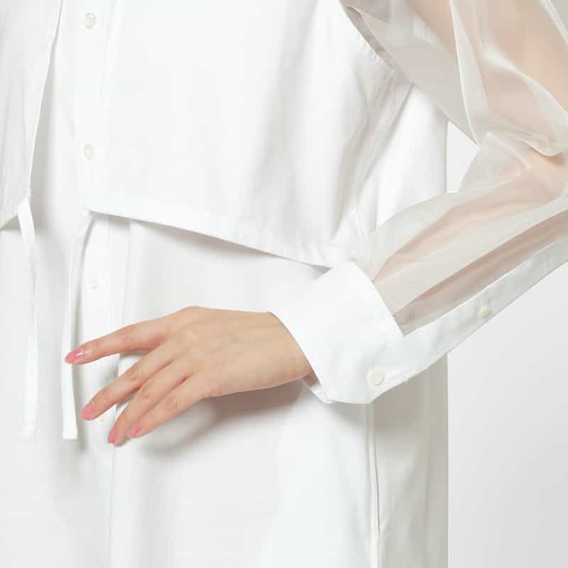 HYKE HYKE ＜ハイク＞ コンビネーション シアースリーブシャツドレス WHITE