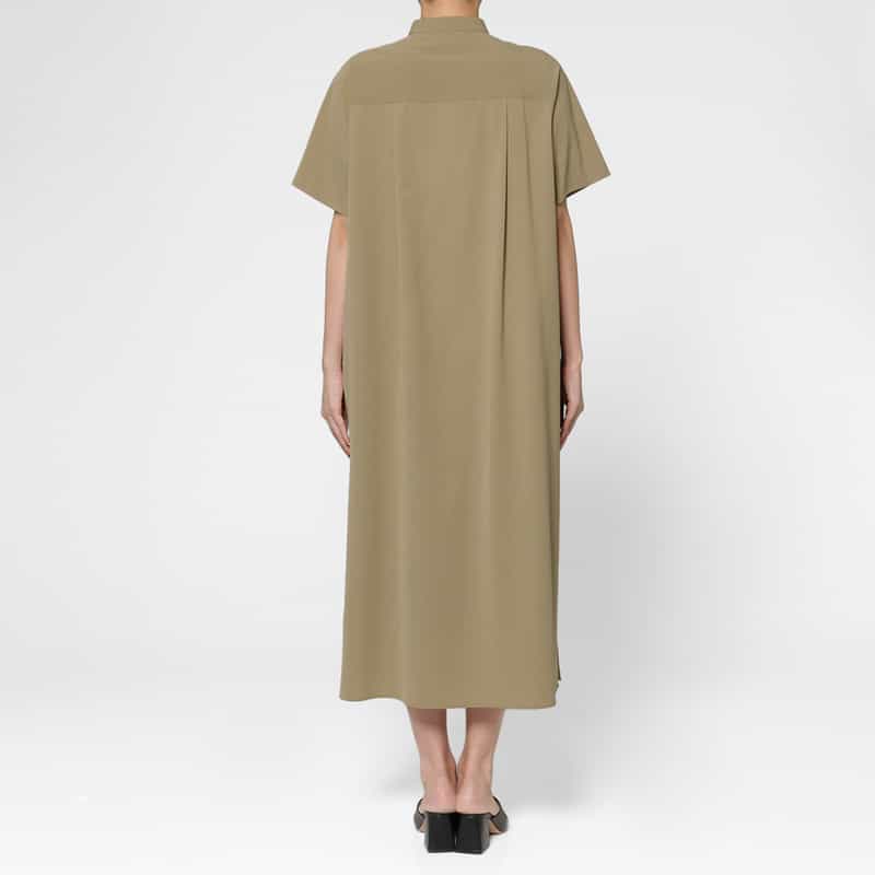 HYKE HYKE＜ハイク＞ ハーフスリーブ スリット入りマキシドレス BEIGE