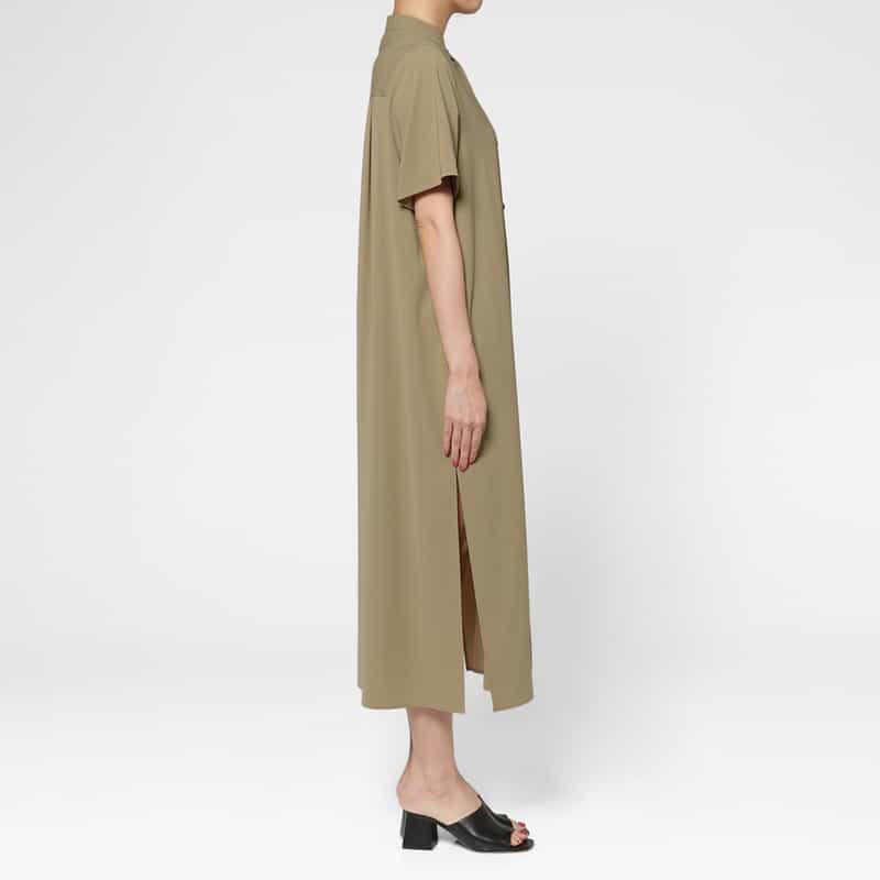 HYKE HYKE＜ハイク＞ ハーフスリーブ スリット入りマキシドレス BEIGE