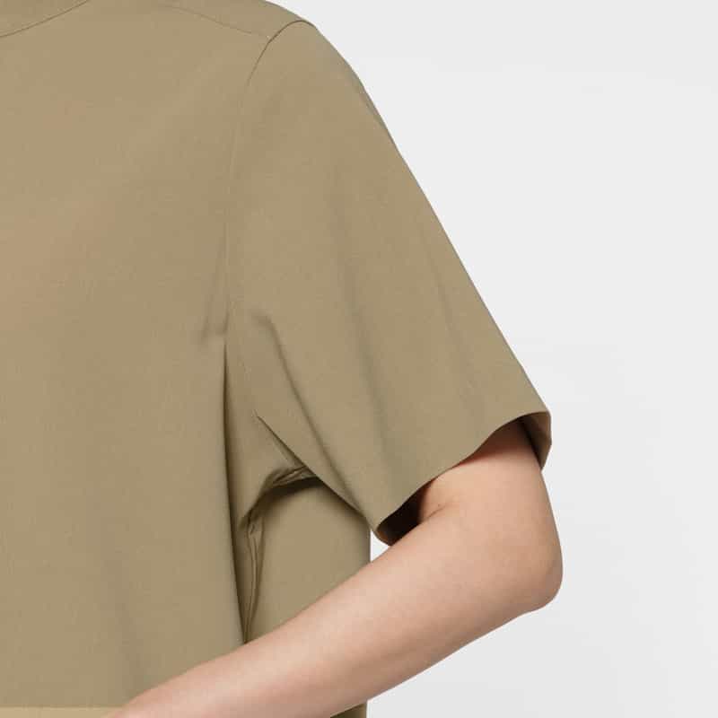 HYKE HYKE＜ハイク＞ ハーフスリーブ スリット入りマキシドレス BEIGE