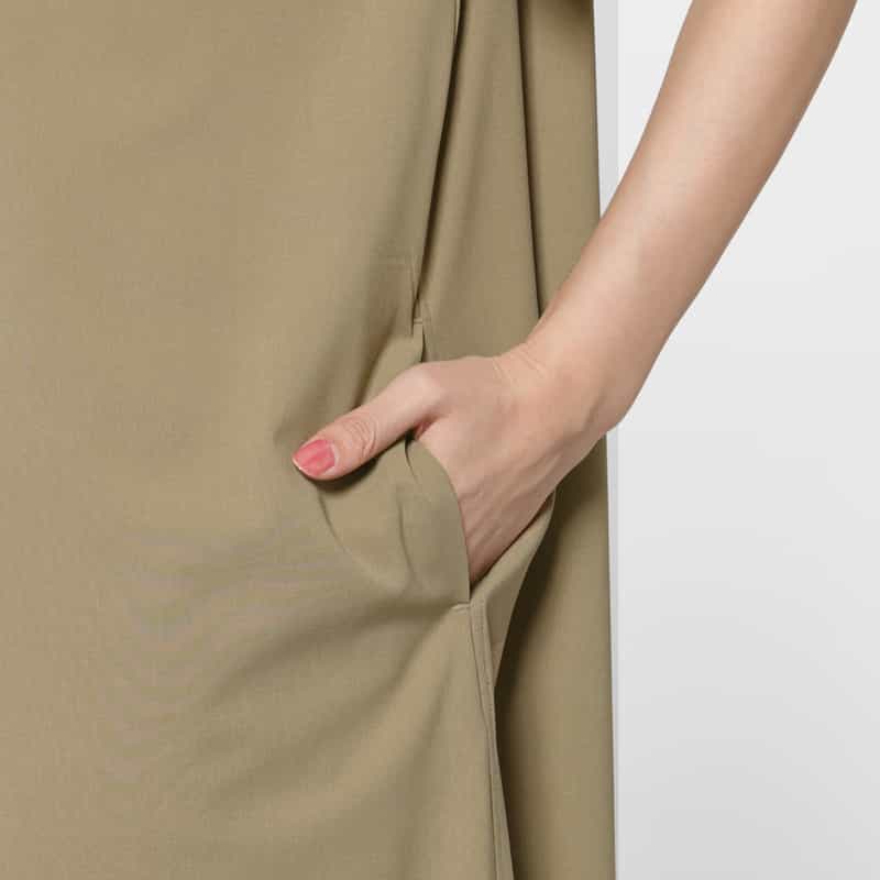 HYKE HYKE＜ハイク＞ ハーフスリーブ スリット入りマキシドレス BEIGE