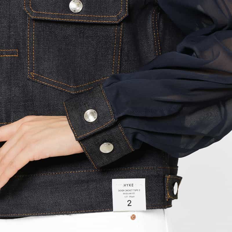 HYKE HYKE ＜ハイク＞ TYPE2 シアースリーブ デニムジャケット NAVY