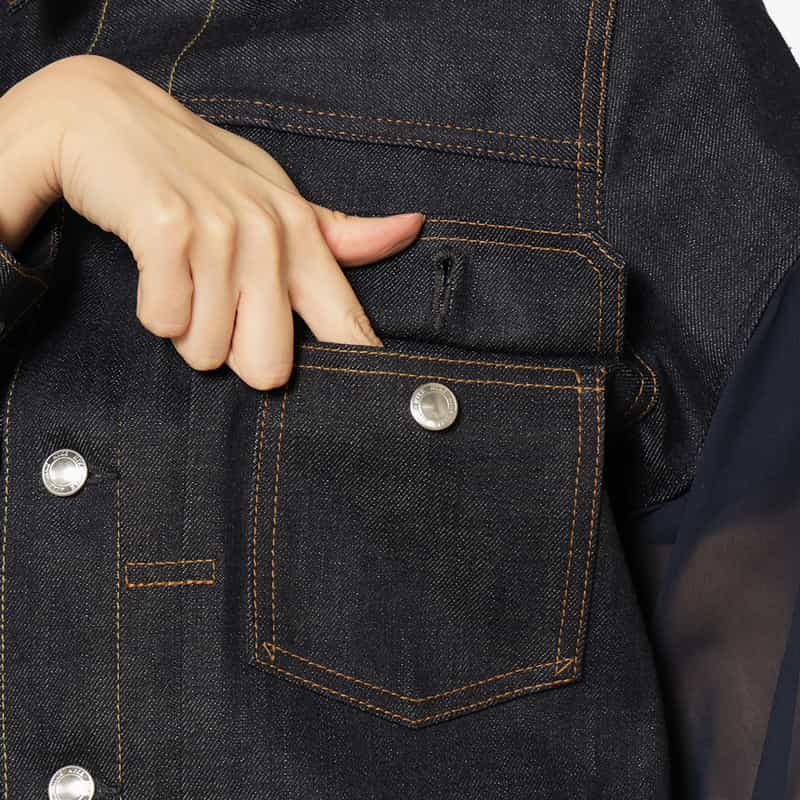 HYKE HYKE ＜ハイク＞ TYPE2 シアースリーブ デニムジャケット NAVY