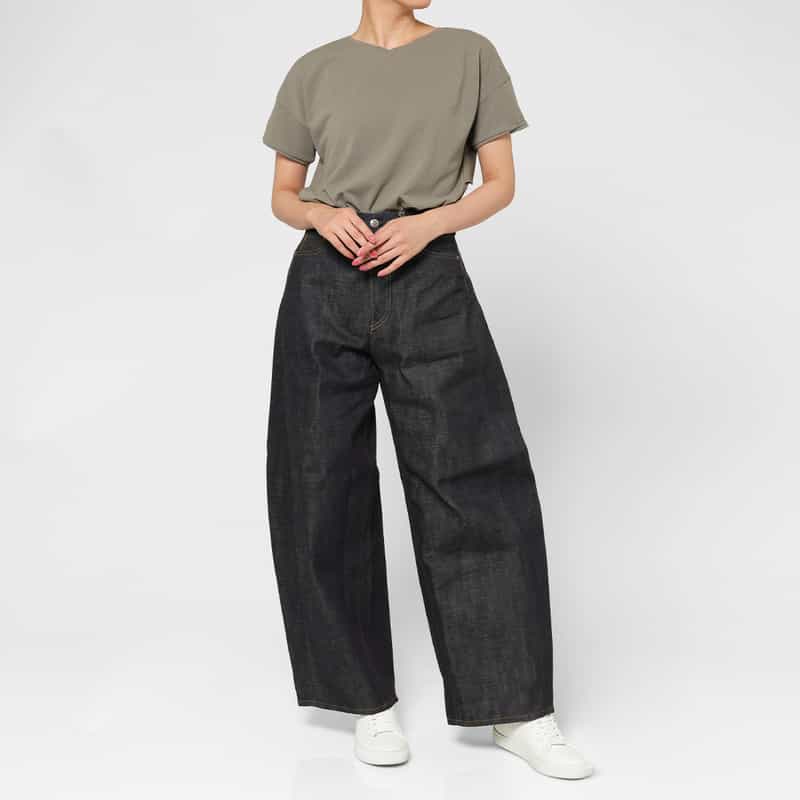 HYKE HYKE ＜ハイク＞ バレルレッグ デニムパンツ NAVY