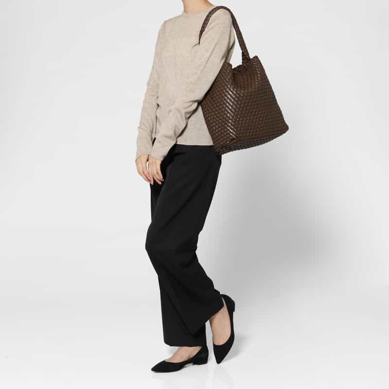 RYLAN RYLAN ＜ライラン＞ リサイクルヴィーガンレザー ラージトートバッグ DARK BROWN