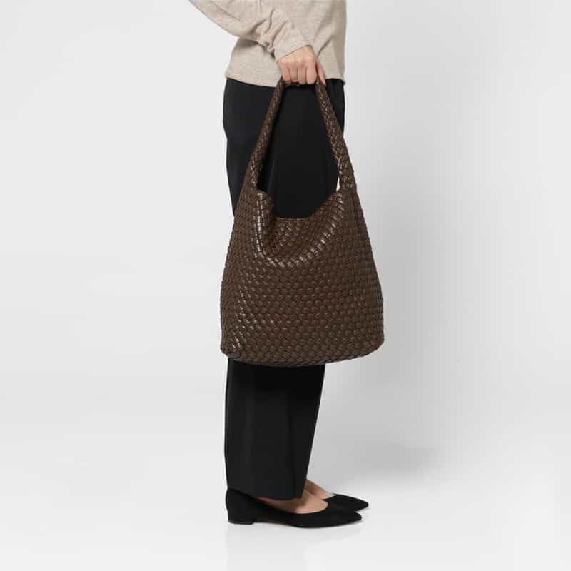 RYLAN RYLAN ＜ライラン＞ リサイクルヴィーガンレザー ラージトートバッグ DARK BROWN