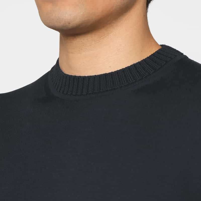 FILIPPO DE LAURENTIIS FILIPPO DE LAURENTIIS＜フィリップ デ ローレンティス＞ リブクルーネックニットプルオーバー NAVY