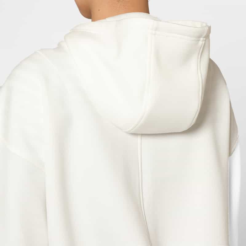 BARNEYS NEW YORK ウォッシャブル ボウタイ付きジップアップ フーデッドフリルブルゾン WHITE